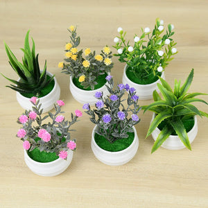 Mini Artificial Plants Bonsai Small Simulated Tree Pot Grass Fake Flowers For Home Garden Office Table Room Decoration Ornaments