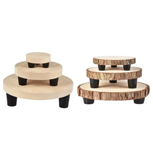 3pcs Wood Round Bench Flower Pot Holder Plant And Succulent Flower Pot Base Display Stand Stool Home Garden Decoration Shelf