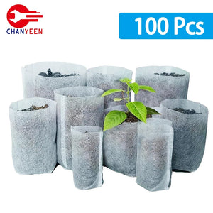 100Pcs Plant Grow Bags Nursery Bags Seeds To Sow Flower Pots Biodegradable Non-woven Fabric For Home Garden Accessories Tools