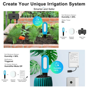 GIRIER Smart Soil Moisture Meter Bluetooth Temperature Humidity Sensor Remote Monitoring for Plants Care Garden Lawn Hub Needed