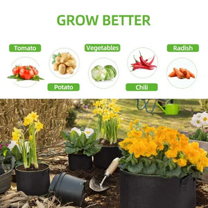 5Pcs 3/4/5/7/10 Gallon Felt Grow Bags Gardening Fabric Grow Pot Vegetable Strawberry Growing Planter Garden Potato Planting Pots