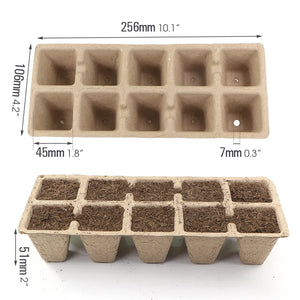 10-Cell Peat Pot Seed Starter Trays Biodegradable Seedlings Container Plant Starting Kits Accessories Gardening Nursery Growing