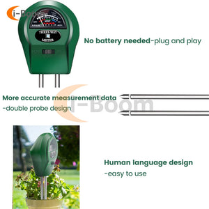 3 in 1 Soil PH Meter Flower Pot Hygrometer Soil Tester Plants Growth Moisture Light Intensity Meter Instrument Garden Plant Too