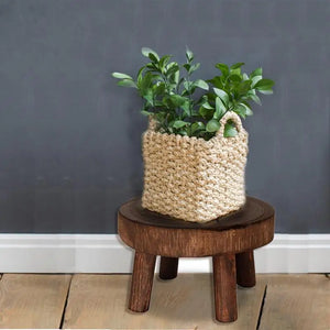 Solid Wood Round Bench Flower Pot Holder Plant and Succulent Flower Pot Base Display Stand Stool Home Garden Patio Shelf