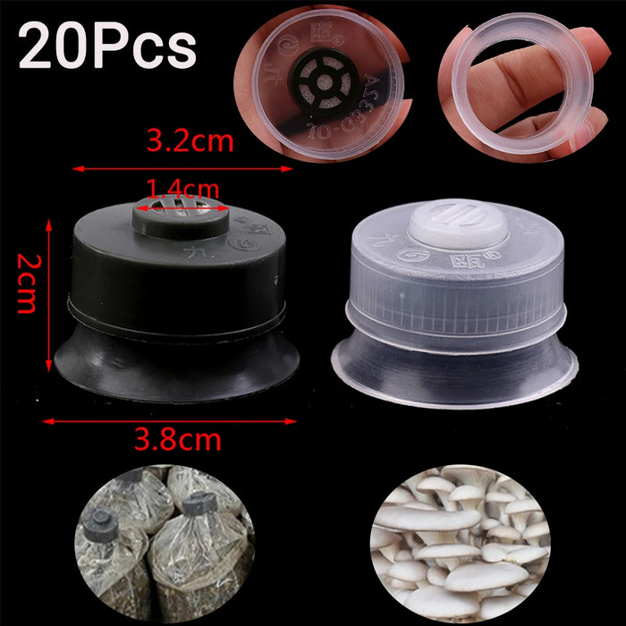 20Pcs Mushroom Spawn Grow Bag Cap Lock Ring Sealable Special Double Sleeve Ring Garden Planter Tools