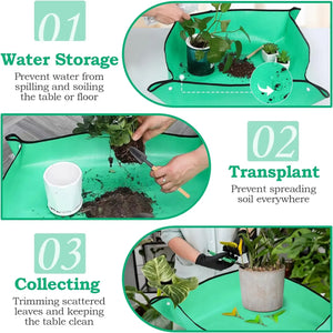 1Pc Repotting Plant Mat Potting Pad Foldable Waterproof Plant Repotting Mat Gardening Soil Mat 100x100