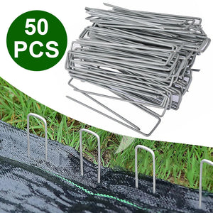 50pcs U-shaped Metal Garden Stakes Galvanized Landscape Spikes Turf Ground Spikes Turf Stakes For Fixing Weed Barrier Fabric