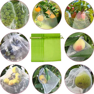 50Pcs Fruit Protection Bags Grape Fruit Netting Bags with Drawstring for Plant Fruit Trees Flower Garden Cover Mesh Bags