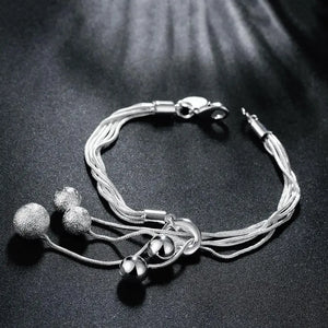 wholesale , Charms beads Chain Beautiful bracelet silver color fashion for women Wedding nice jewelry JSHh236