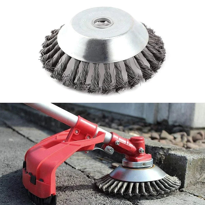 Steel Wire Wheel Garden Weed Brush Lawn Mower Grass Eater Trimmer Brush Cutter Tools Garden Grass Trimmer Head Weed Brush