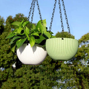 40cm Rattan Hanging Basket Flower Pot Chain Hydroponic Plants Plant Grow Tools Garden Decorations with 3 Hooks