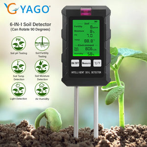 Multifunction Soil Meter Digital Hygrometer Ph Tester Fertility/Light/Moisture/Air Humidity Tester Thermometer for Garden