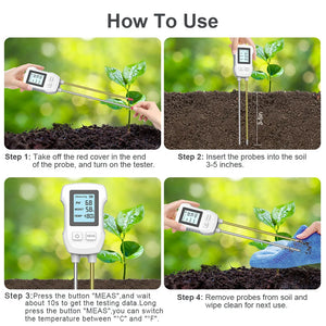 Digital LCD Soil Tester PH/Moisture/Temp 3.0-9 pH Meter Heat-resistant Metal Sensor Humidity Monitor for Flower Plants Gardening