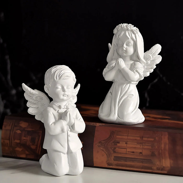 Cherub Angels Praying Sculpture And Statue Garden Christian Angel Figurine Ornaments For Home Decoration Table Party Decor