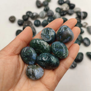 1pc Natural Moss Agate Irregular Shape Tumbled Stones Polished Quartz Crystal Healing Energy Mineral Home Garden Decoration