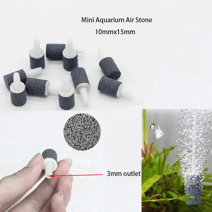 10mmx15mm Mini Aquarium Fish Tank Air Stone Oxygen Aerator Increasing Air Bubble Pond Pump Hydroponic Oxygen Fishing Accessories