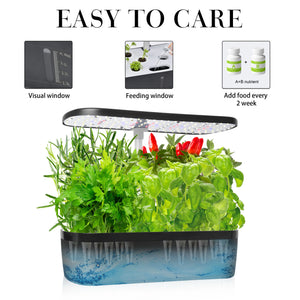 12 Pods Hydroponics Growing System, Herb Garden Kit Indoor Adjustable Height with Automatic Timer 20-Watt LED Grow Light