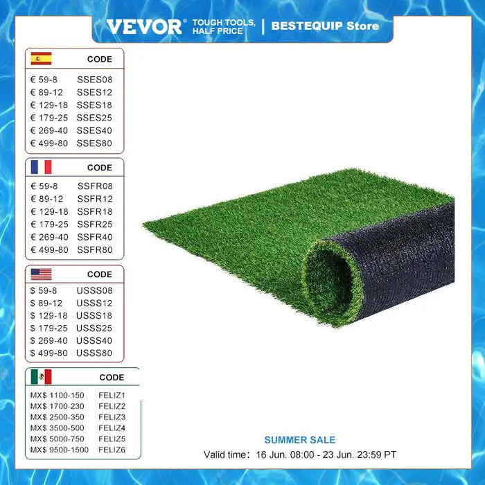 VEVOR Artifical Grass Rug Green Turf 1.38/1.57" Fake Door Mat Outdoor Patio Lawn Decoration Easy to Clean with Drainage Holes