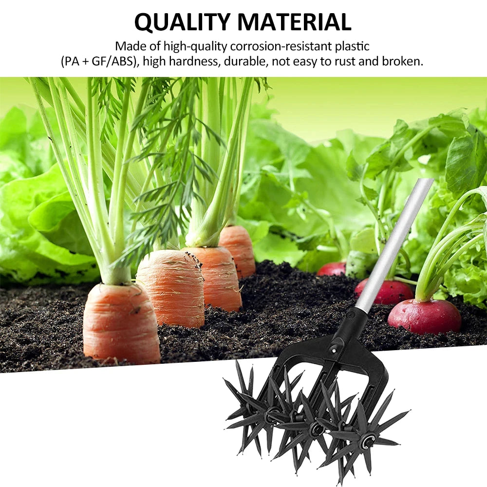 Rotary Cultivator Tool Set | Handheld 2-in-1 Garden Soil Scarifier and ...