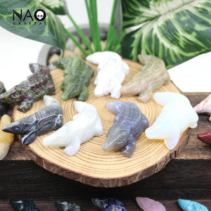 2" Crocodile Statue Crafts Home Decoration Healing Crystal Carved Animal Figurine Garden Aquarium Decor Mineral Specimen Gifts