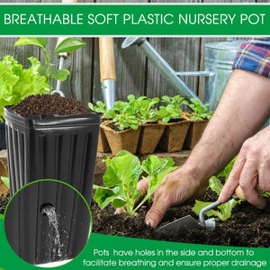 Tall Square Plant Seedling Planting Cup Thicken Black Plastic Supple Nursery Breathable Pot for Garden Tree Transplant Grow Bags