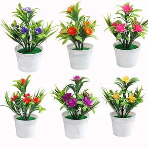 Artificial Bonsai  Plants Flower With Pot Home Garden Room Home Office Table Decoration Yellow Red Orange Pink Purple Plants