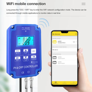 WiFi Digital PH Meter 2 In 1 PH&ORP Controller BNC Replaceable Probe Water Quality Tester for Hydroponics, Aquarium 110V/220V