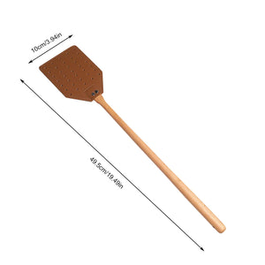 1PC Leather Fly Swatter with 19" Long Wood Handle Sturdy Durable Flyswatter for Indoor and Outdoor Pest Control Rustic Swatter