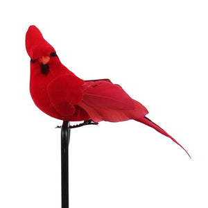 2pcs Simulation Feather Birds with Clips for Garden Lawn Tree Decor Handicraft Red Birds Figurines Christmas Home Decoration