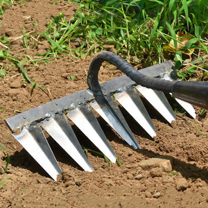 4/5/6/7 Teeth Iron Gardening Hoe Weeding Rake Farm Tool Grasping Raking Loosening Soil Nail Rake Tool Artifact Farm Tools