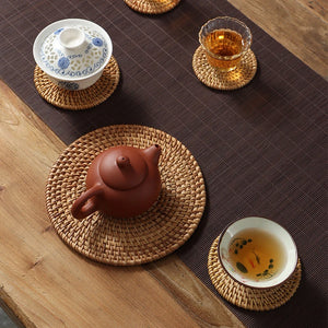 Rattan Coaster Table Natural Woven Rattan Cup Coaster Drink Mug Pot Tea Coffee Placemat Handmade Kitchen Accessories