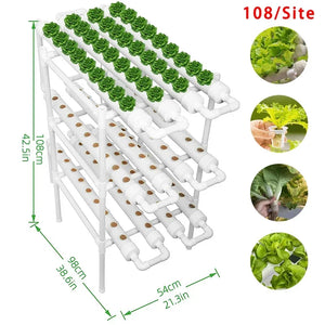 3-Layer/108 Sites Hydroponics System Growing Kits PVC Pipe Garden Vegetable Herbs Planting Tools