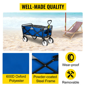 VEVOR Folding Wagon Cart Portable Outdoor Camping Beach Large Capacity Multifunction Adjustable Handle for Picnic Bbq Trolley