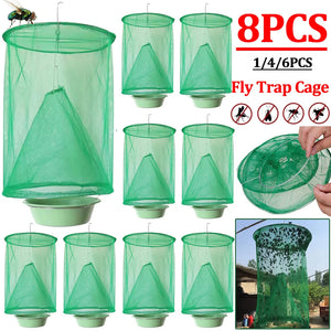 1/4/6/8PCS Fly Catcher Killer Pest Control Reusable Hanging Fly Trap Flytrap Cage Net Traps Outdoor Garden Hanging Flycatcher