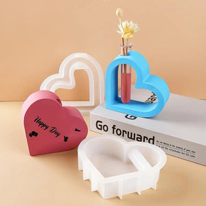 DIY Hollow Heart Shape Vase Silicone Mold Hydroponic Plant Containers Resin Casting Mould Plaster Flower Pot 3D Handmade Tools