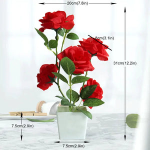 Artificial Rose Flower Mini Bonsai Simulated Tree Pot Plants Fake Flowers Office Table Ornament Living Room Home Garden Decor