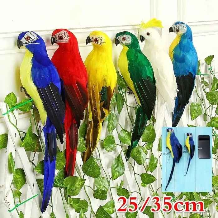 25/35cm Handmade Simulation Parrot Creative Feather Lawn Figurine Ornament Animal Bird Garden Bird Prop Decoration