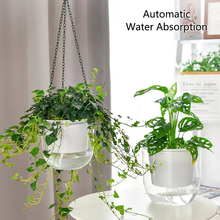 Hanging Flowerpot Self Absorbing Water Hanging Planter Thickened Plastic Planter Hydroponic Soil Cultivation Lazy Flower Pot