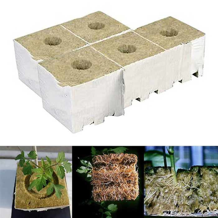 5Pcs 75mm Stonewool Hydroponic Grow Media Starter Cubes Plant Cubes Soilless Substrate Seeded Rock Wool Plug Seedling Block