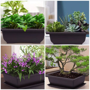 Office Accessories Home Gardening Pot Flower Planting Container Bonsai Rectangular Flowerpot Holder Plastic