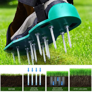 1 Pair Lawn Aerator Shoes Adjustable Size Non Slip Sole Gardening Tool Loosen Soil Promote Root Growth Lawn Care Nail Shoes