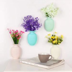 Traceless Wall Vase Magic Rubber Silicone Sticky Vase Wall Hang Flowers Wall Stickers Pot Home Decor Hydroponic Plant