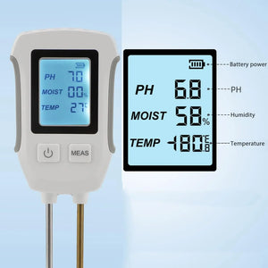 LCD Soil Tester PH/Moisture/Temp 3.0-9 pH Meter Heat-resistant Metal Sensor Humidity Monitor for Flower Plants Gardening