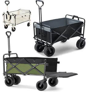 Collapsable Wagon Outdoor Wheel Carts Large Capacity Camping Trolley Adjustable Handle Picnic Handcart Multifunctional Pull Cart