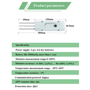 Tuya Zigbee Soil Moisture Meter Temperature Humidity Detector Smart Plant Monitor IP67 Waterproof Garden Assistant Smart Life