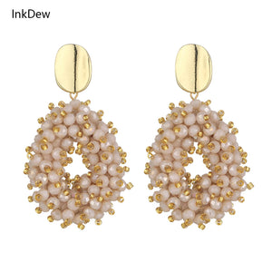 INKDEW Big Drop Earrings For Women Small And Big Beads Handmade Crystal Earrings Statement Jewelry Fashion Jewelry EA067