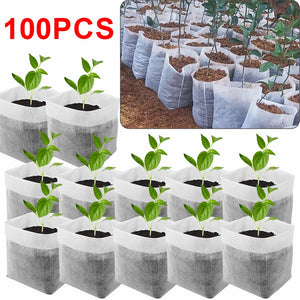 100Pcs Biodegradable Nursery Bag Plant Grow Bags Non-Woven Fabric Seeds To Sow Flower Pots For Home Garden Accessories Tools ﻿