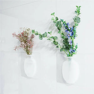 Traceless Wall Vase Magic Rubber Silicone Sticky Vase Wall Hang Flowers Wall Stickers Pot Home Decor Hydroponic Plant