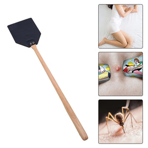 1PC Leather Fly Swatter with 19" Long Wood Handle Sturdy Durable Flyswatter for Indoor and Outdoor Pest Control Rustic Swatter