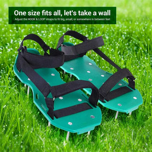 1 Pair Lawn Aerator Shoes Adjustable Size Non Slip Sole Gardening Tool Loosen Soil Promote Root Growth Lawn Care Nail Shoes